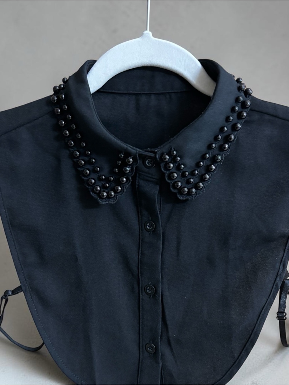 Black Beaded Detachable Collar Dickey